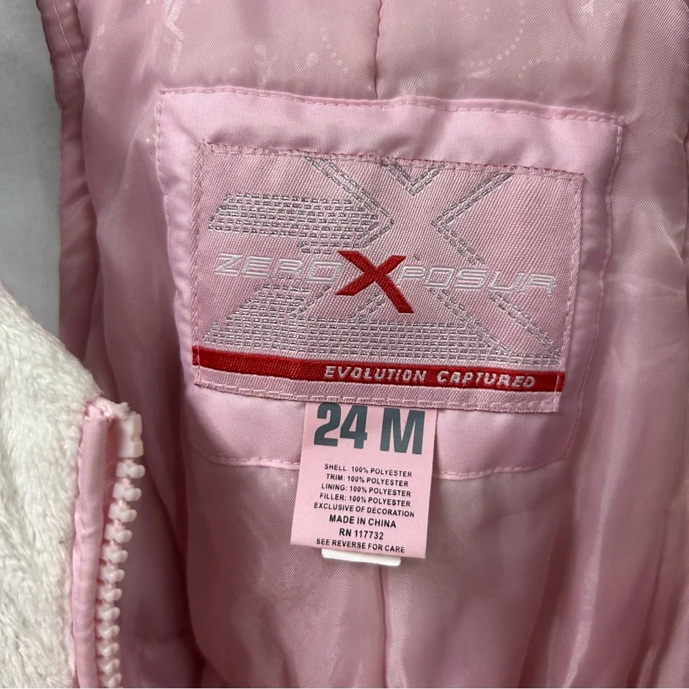 ZeroXposure 24 month pink and white snow bibs overall with boot‎ elastic
